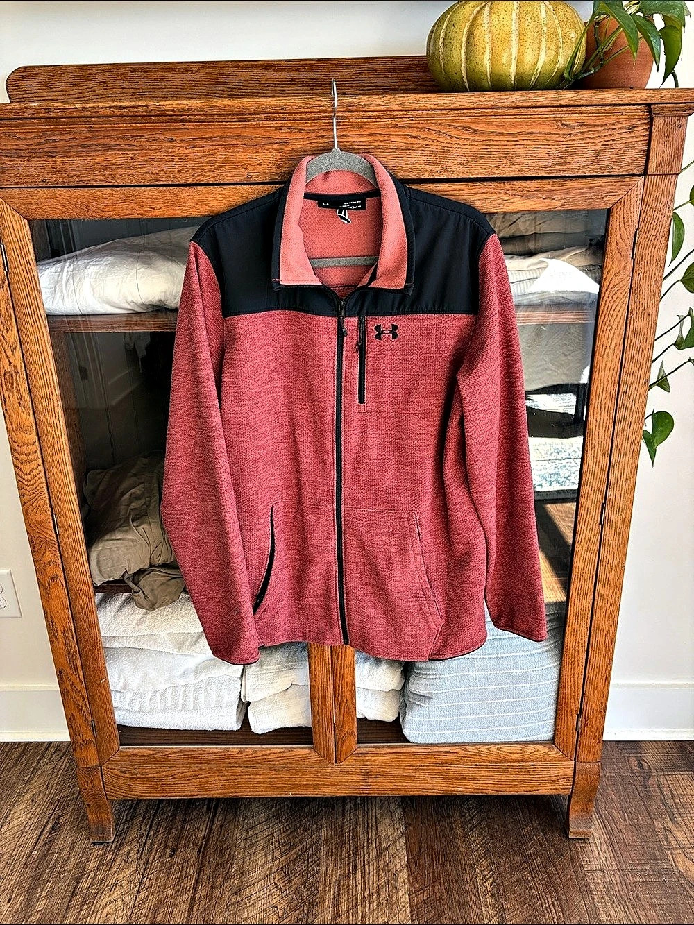 Under Armour ColdGear Color Block Jacket Red Black Size XL